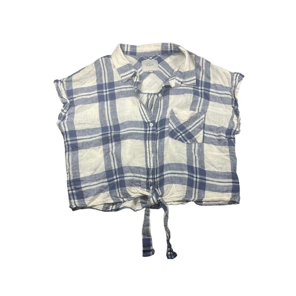 Rails Womens Sz L Amelie Tie Front Button Down Shirt in Lapis Coast Blue White - Picture 2 of 8
